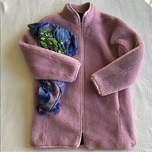 J.Crew Plush pink/purple fleece coat size small